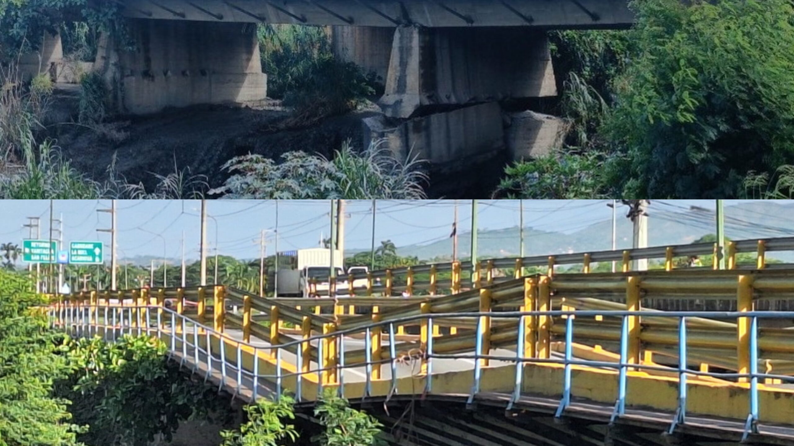 Puente de Santa Rosa cedió e iniciaron los trabajos de reparación y contingencia vial